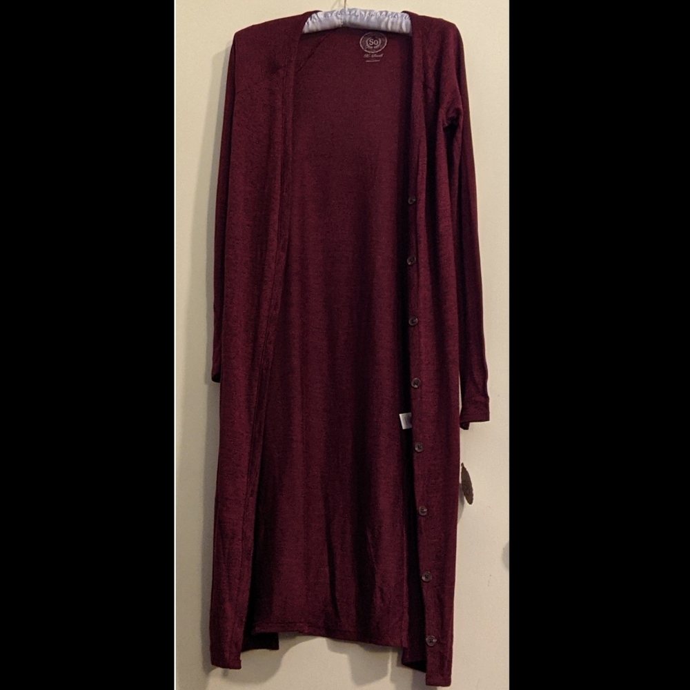 SO Burgundy Knit Maxi Cardigan Size XS